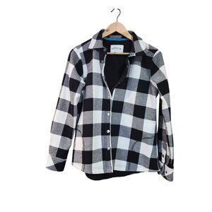 Orvis Womens M Black & White Buffalo Check Button-Down Shirt Jacket Classic Coll